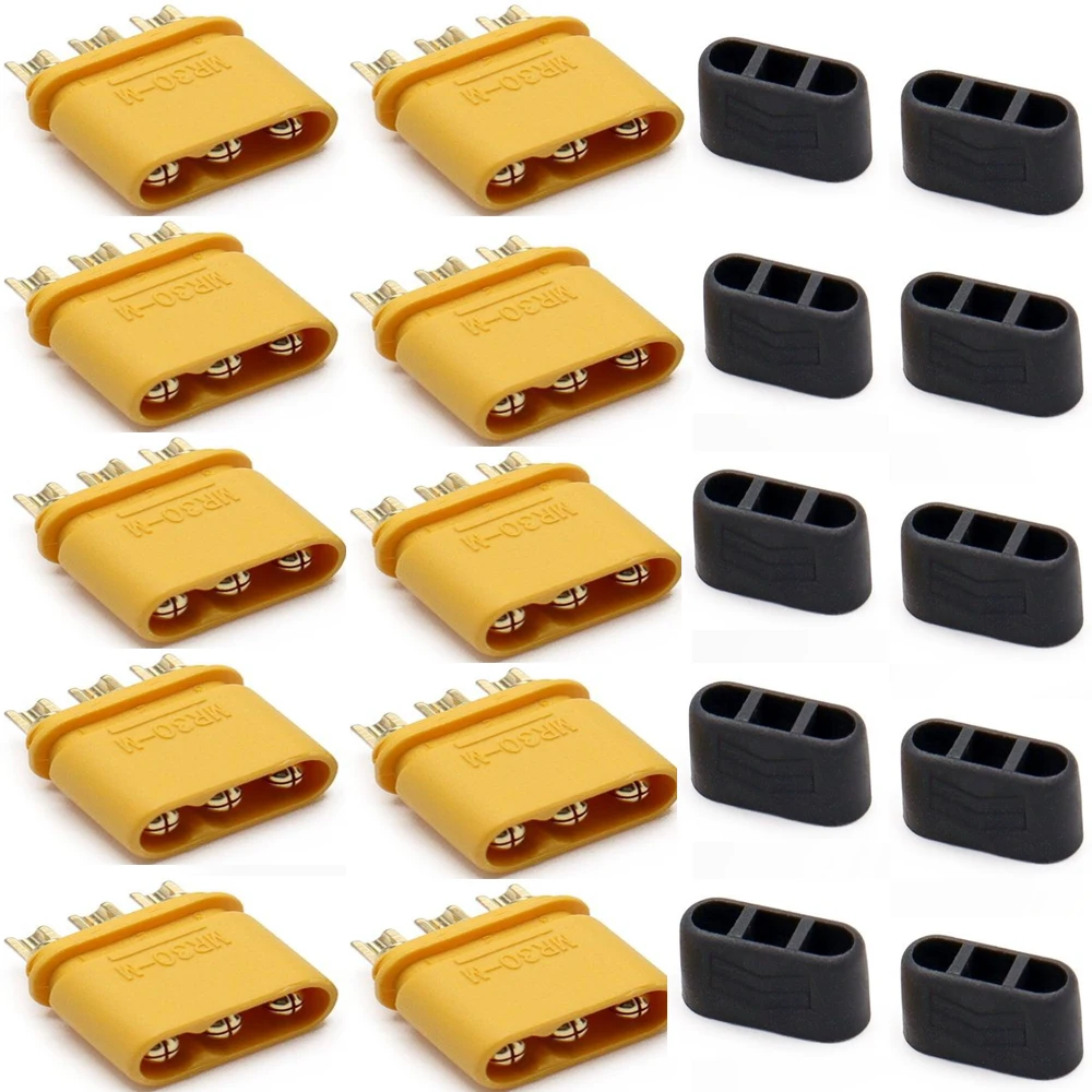 10 Stück Amass MR30 Steckverbinder 3-Polig Stecker-Buchse Verriegelungsstecker-Set für Hochleistungs-RC-Drohnenmotoren, Industrielle Geräte-Stromanschlüsse