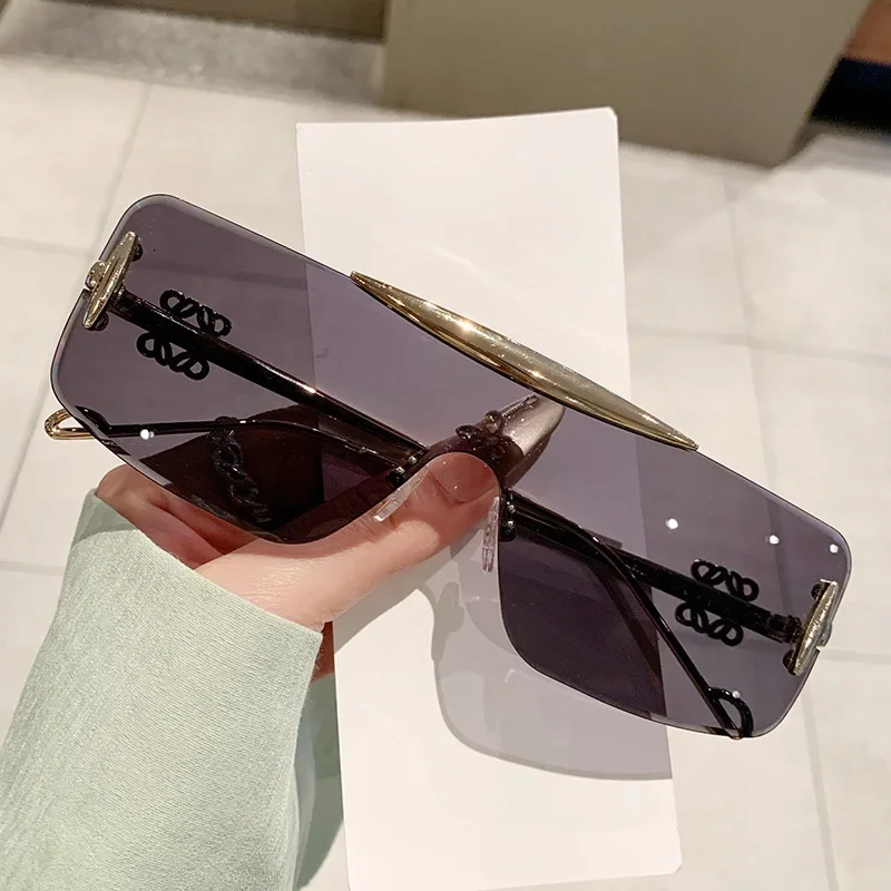

2025 New Trendy Sunglasses for Men with European and American Style Ins Integrated Frameless Sunglasses for Women