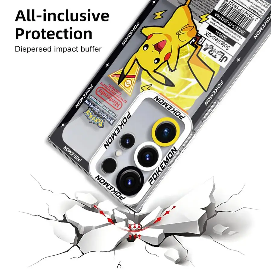 Pokemons Pikachus Case for Samsung Galaxy S24 Ultra S20 FE S21 S22 S23 Ultra FE S10 Plus Note 20 Ultra 10 Plus Clear Soft