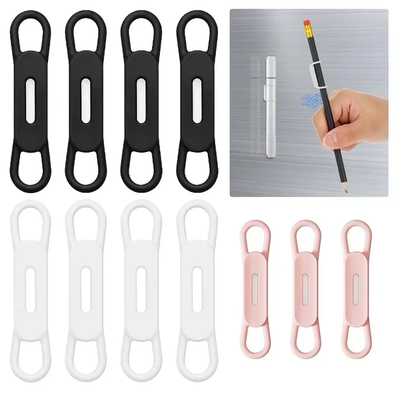 6Pcs Magnetic Pencil Holder Multifunction Silicone Adjustable Pen Stand For Desk Office Whiteboards Marker Organizer Accessories