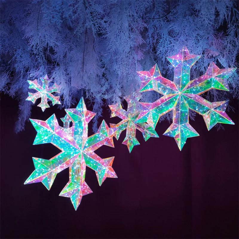 เกล็ดหิมะสี LED แหล่งจ่ายไฟ USB ตกแต่งแบบแขวน เสริมบรรยากาศ เหมาะสําหรับงานปาร์ตี้วันหยุด ของตกแต่งบ้าน