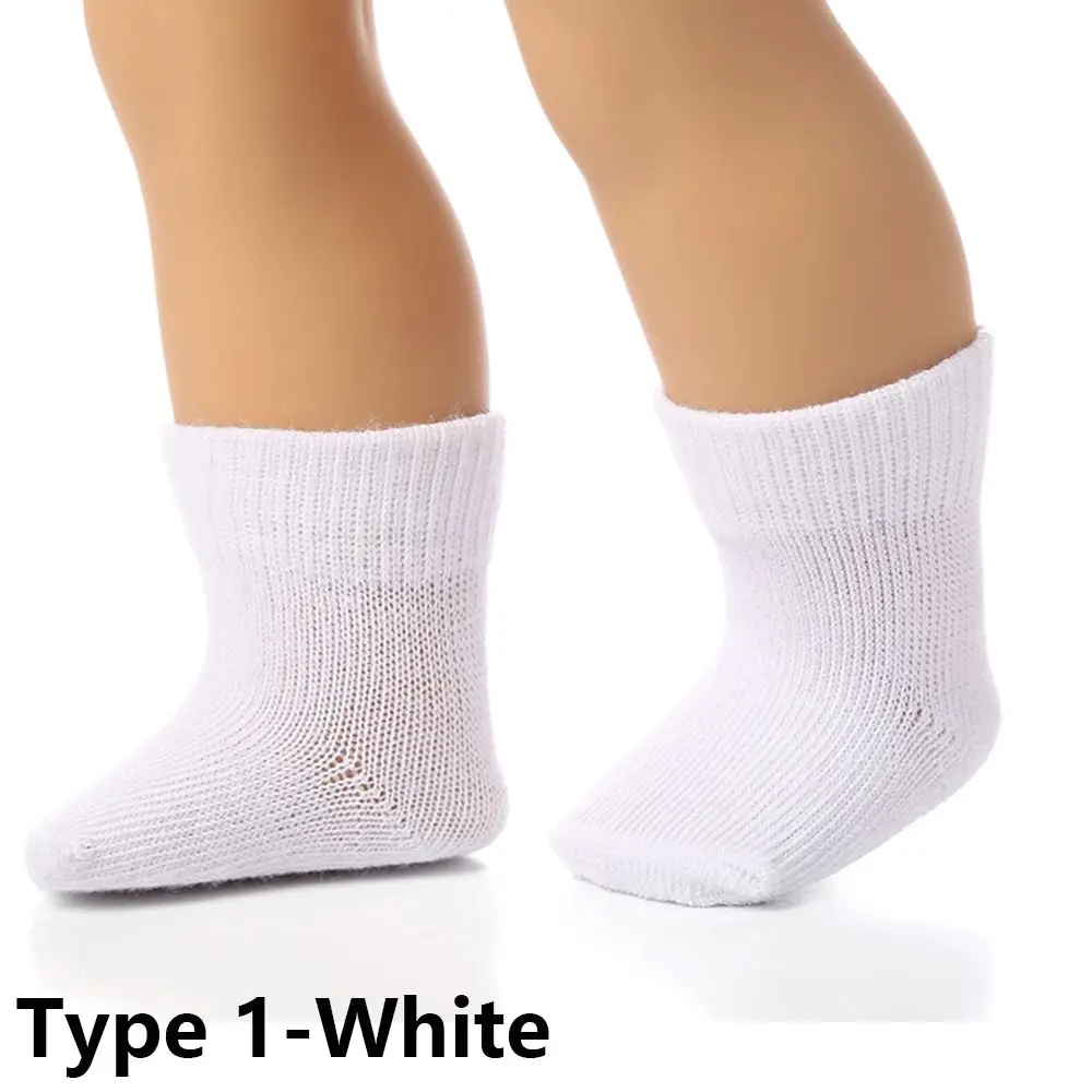 1 Pair Girls Birthday Gift Dollhouse Accessories Playing House  Wear Mini Socks Sports Stocking Fit 18 Inch/43cm