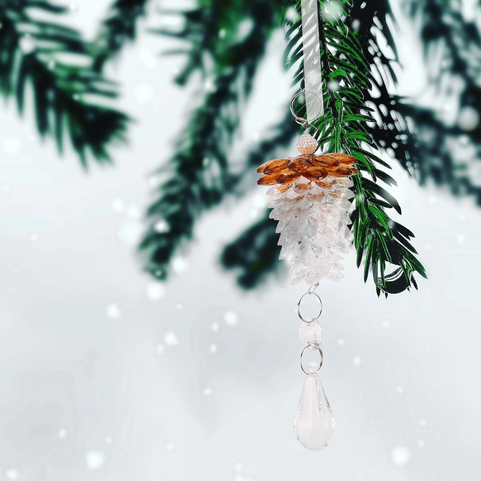 

3pcs Crystal Pinecone Ornaments Clear Acrylic Rustic Christmas Tree Decorations Sparkling Hanging Pendants Shatterproof Vintage