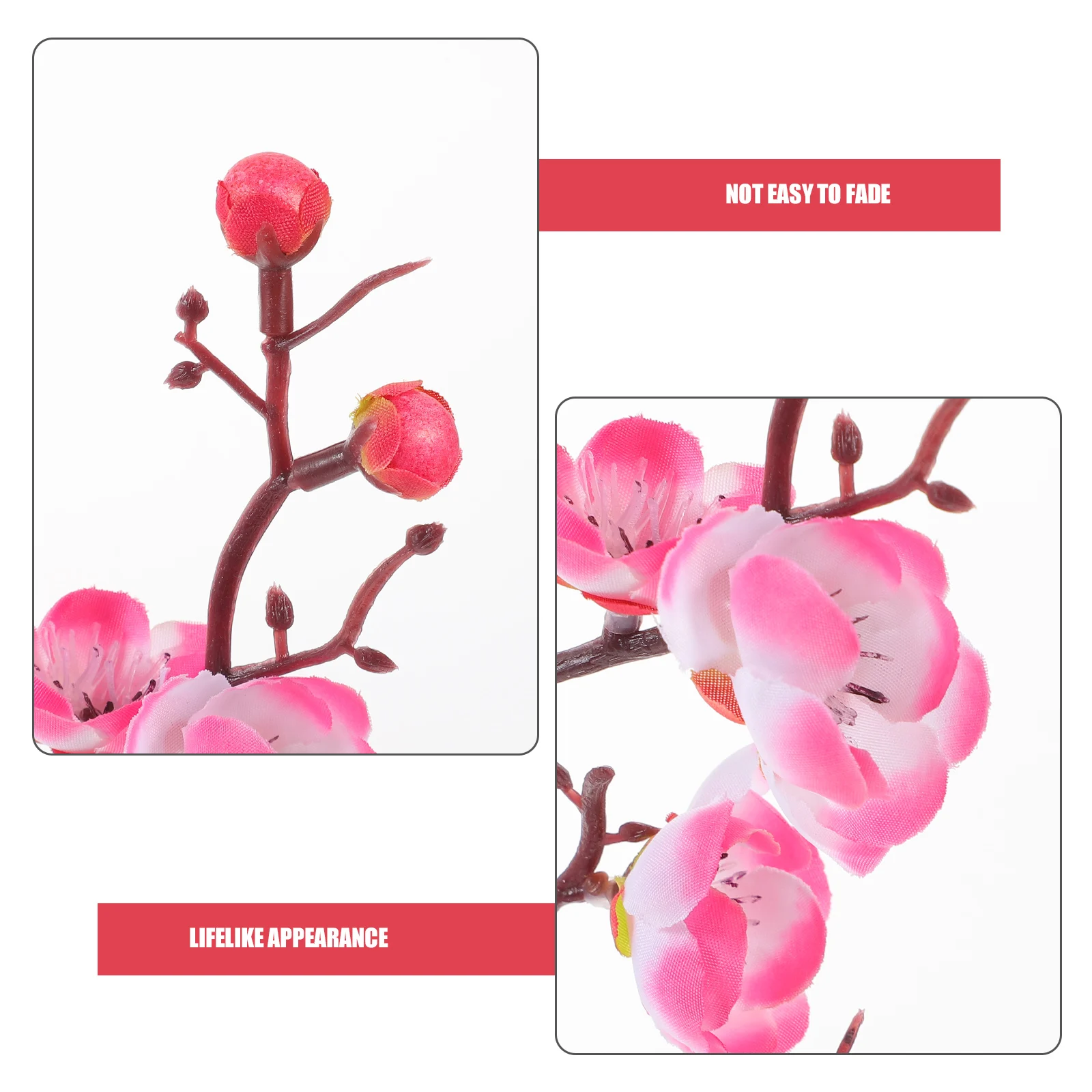 

Realistic Artificial Plum Blossom Faux Bonsai Lifelike Potted Plants Fade-Resistant Decor Fake Flowers Home Office Centerpiece