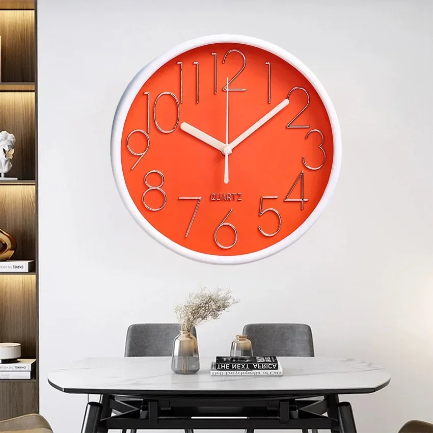 Silent Wall Clock Silent Round Wall Clock 8 Inch Battery Operated Wall Clock for Living Room Home Bedroom Kitchen