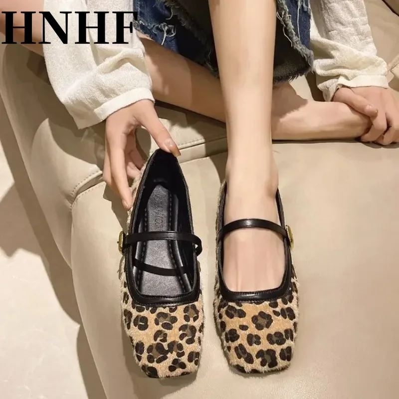 Women Leopard Print Comfortable Soft Flat Shoes Luxury Woman Mary Jane Shoes Comfortable Shallow Mouth Buckle Casual Shoes