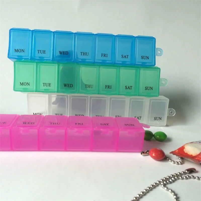 7 Days Portable Portable Small Medicine Box Organizer Sub-cooking Box Mini-pill Medicine Box Sub-packing Pill Storage Box Grid