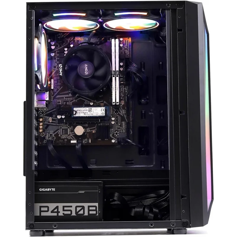 Computer da gioco desktop PC per casa e ufficio R5 5600GT, 16 GB DDR4 3200, SSD NVME 1 T, 6 ventole RGB, WiFi e Win 11 Pro 64 bit Ready