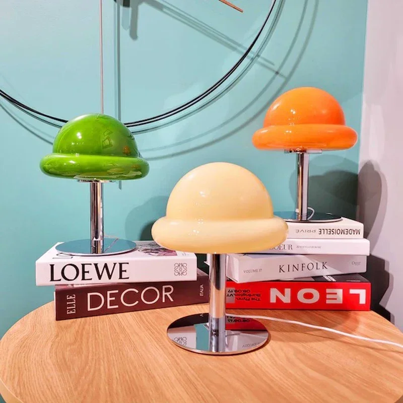 Home Glass Mushroom Bedside Table Lamp Modern Style Night Light Room Decoration Desktop Atmosphere Lamps Bedroom Girl Gift