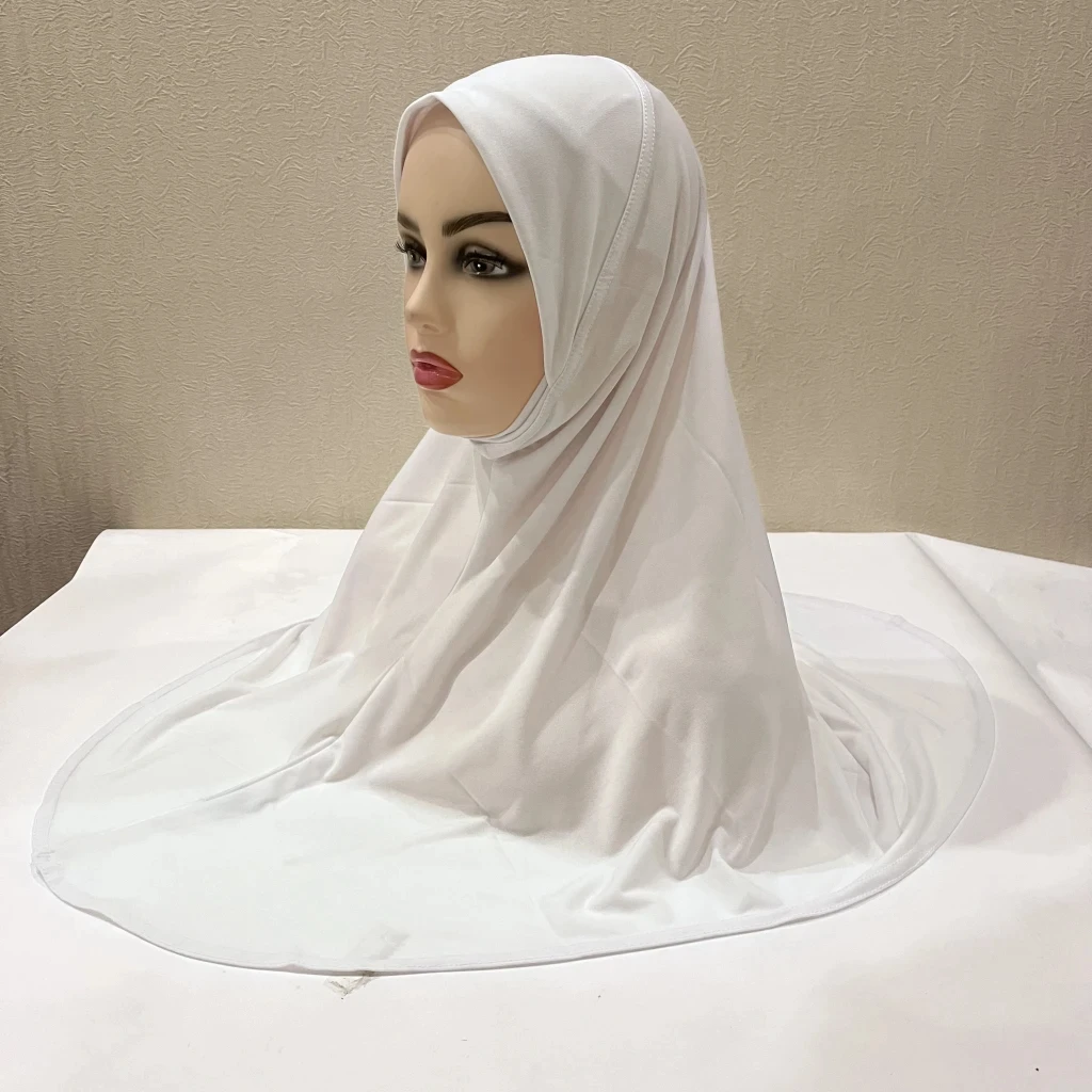 Plain Large Size Headband Muslim Hijab Scarf With Chin Part Top Quality Amira Pull On Islamic Hot Sell Headscarf Ramadan