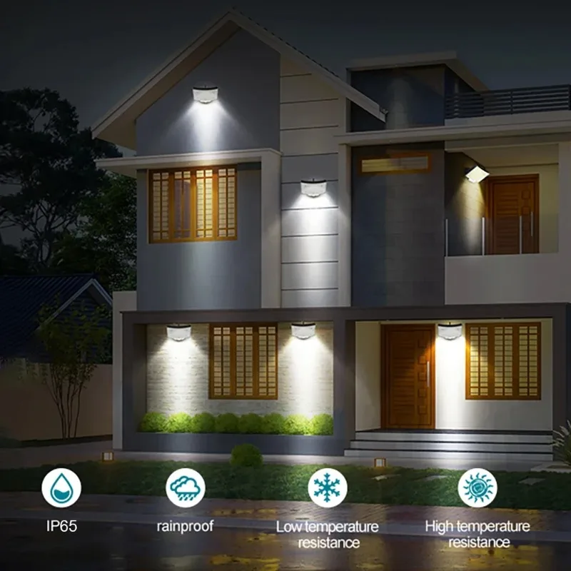 126LED zonne-buitenverlichting bewegingssensor afstandsbediening muur schijnwerper beveiliging waterdichte patio tuin garage hek pad verlichting