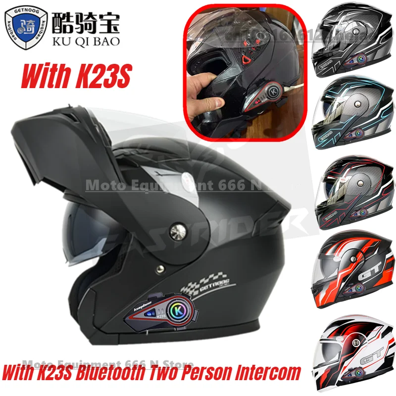 

K23S Bluetooth Two Person Intercom Helmet Casco Moto Dual Lens Motorcycle Flip Up Helmet Dot Certified