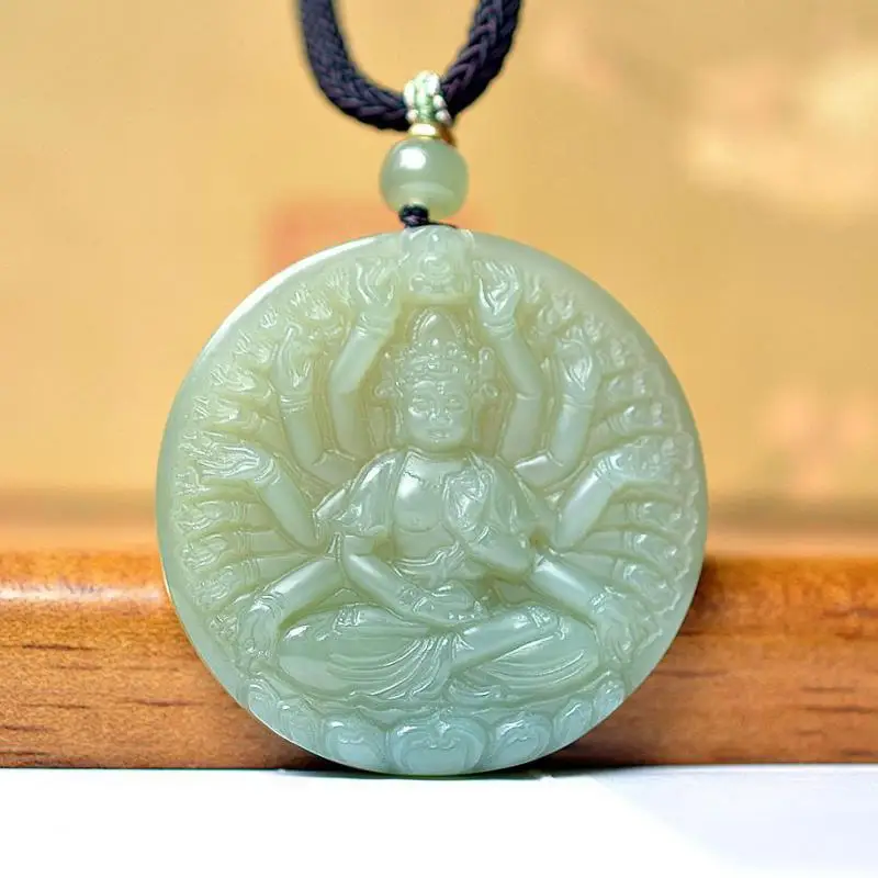 

Natural High Quality Chinese Jade Certified Hetian Jade Guanyin Pendant Necklace Men Women Nephrite Jades Lucky Charms Amulets