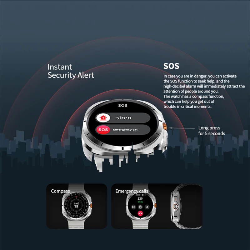 New Galaxy Watch 7 Ultra GPS Tracking Smart Watch Men Amoled Screen Heart Rate Bluetooth Call NFC Sports Smart Watch For Samsung