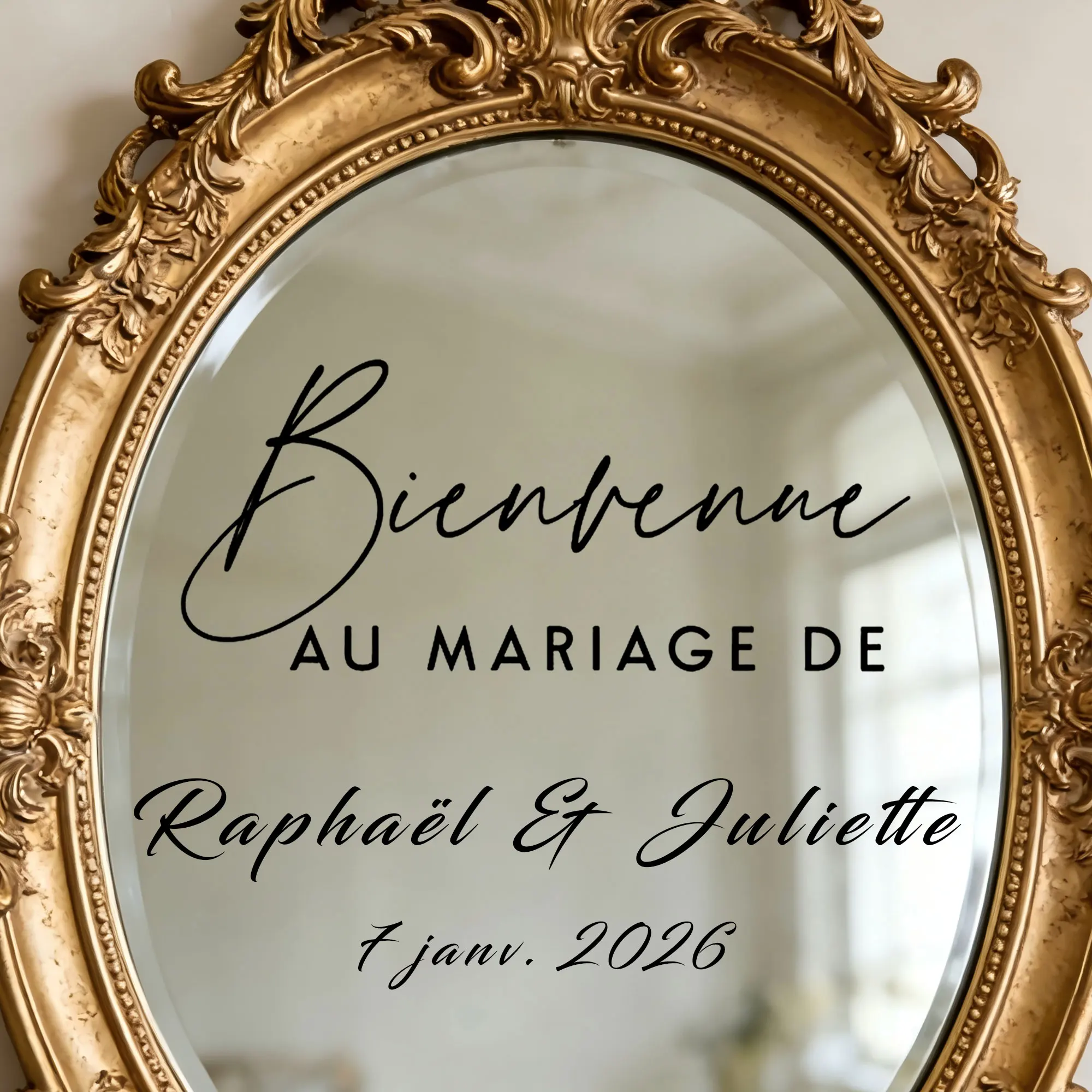 1PC Custom Wedding Mirror Vinyl Decal Personalized Couple Name Date Sticker Custom Any Text for Arch Backdrop Bridal Shower