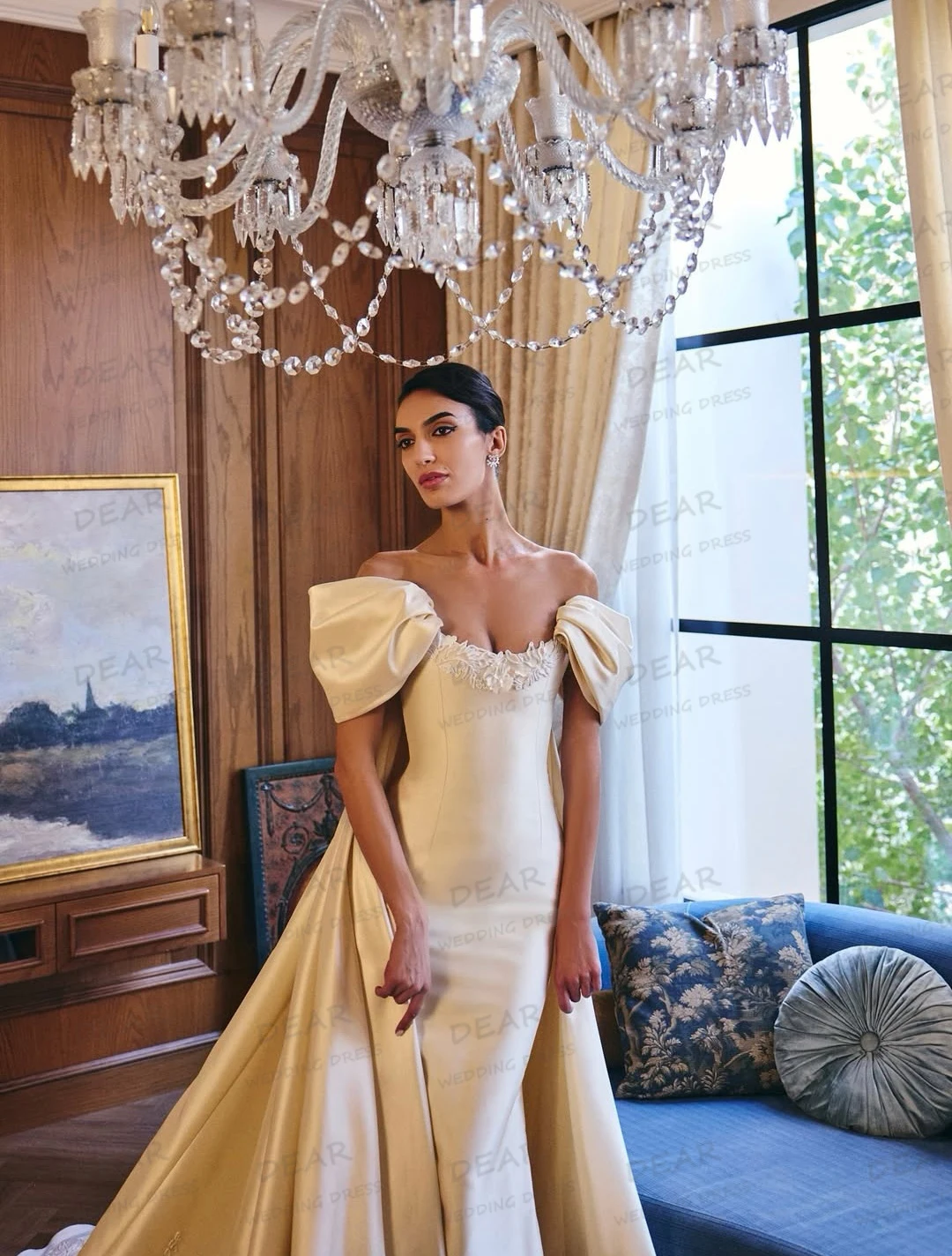 Simple Off Shoulder Wedding Dresses Mermaid Appliques Boat Neck Sleeveless Satin Women Bridal Gowns Vestidos De Novia Customized