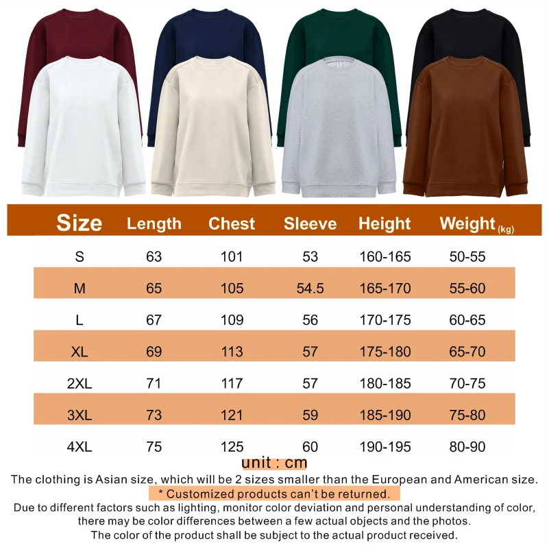 Hochwertiges Unisex-Sweatshirt mit Rundhalsausschnitt, anpassbare Drucke, gestickte Logos, bequeme Herbst-/Winter-Casual-Grundlagen, 2025, neu