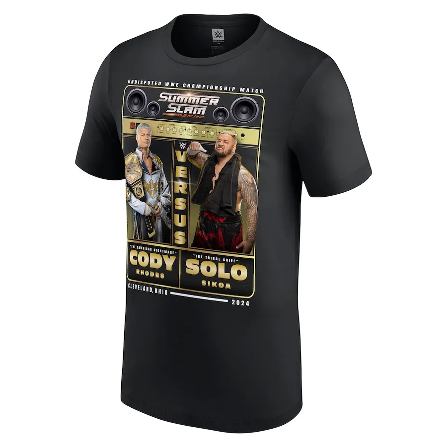 Men's Black SummerSlam 2024 Cody Rhodes vs. Solo Sikoa T-Shirt