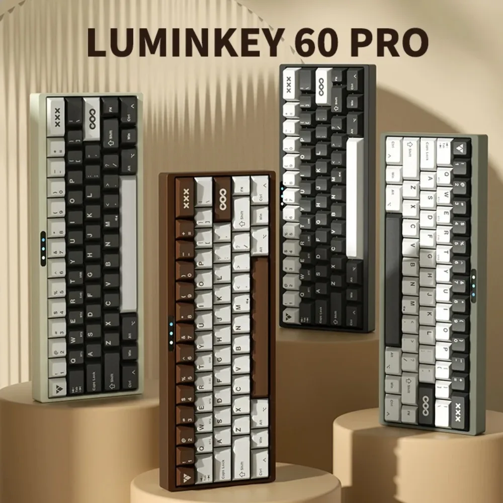 

Механическая клавиатура Luminkey 60pro, трехрежимная беспроводная Bluetooth-клавиатура, алюминиевый сплав, пользовательская геймерская клавиатура, игровые аксессуары