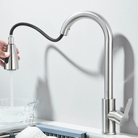 Grifos de fregadero de cocina, grifo de agua extraíble de acero inoxidable para fregadero de cocina, mezclador montado en cubier