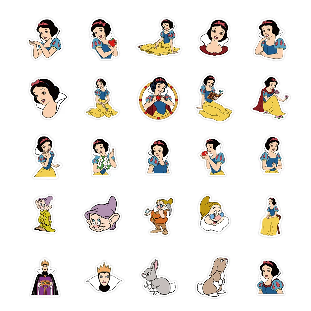 10/30/50pcs Disney Anime Snow White and the Seven Dwarfs Stickers for Kids Cartoon Decals Laptop Scrapbooking Decoration Sticker