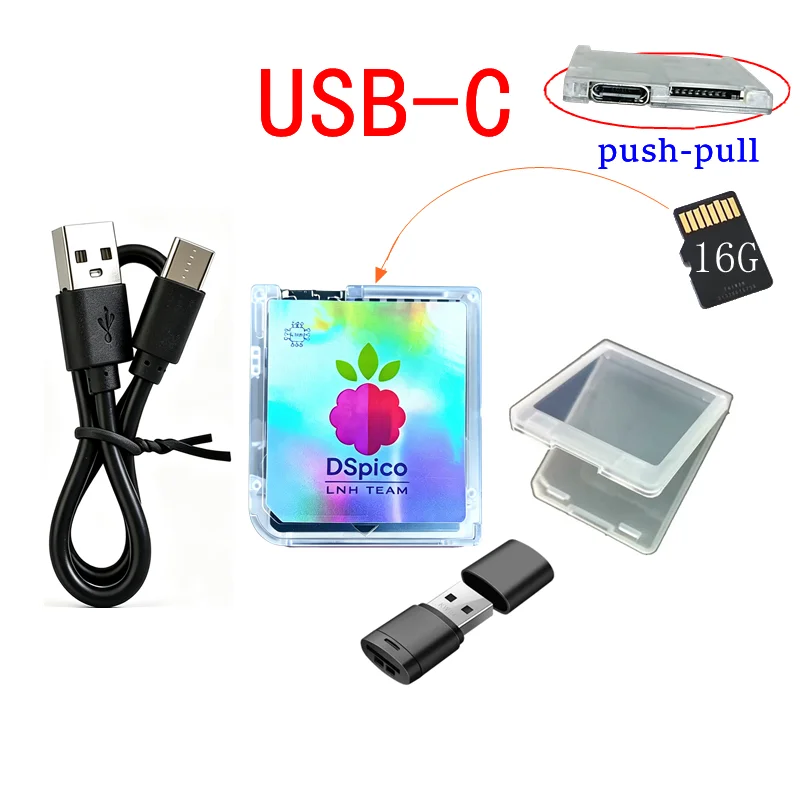 DSPico Flashcart mit Kabel DS Pico Neuer Cart für ALLE DS/DSi/3DS/2DS Enthält einen Kartenleser, ein Kabel und eine Plastikhülle