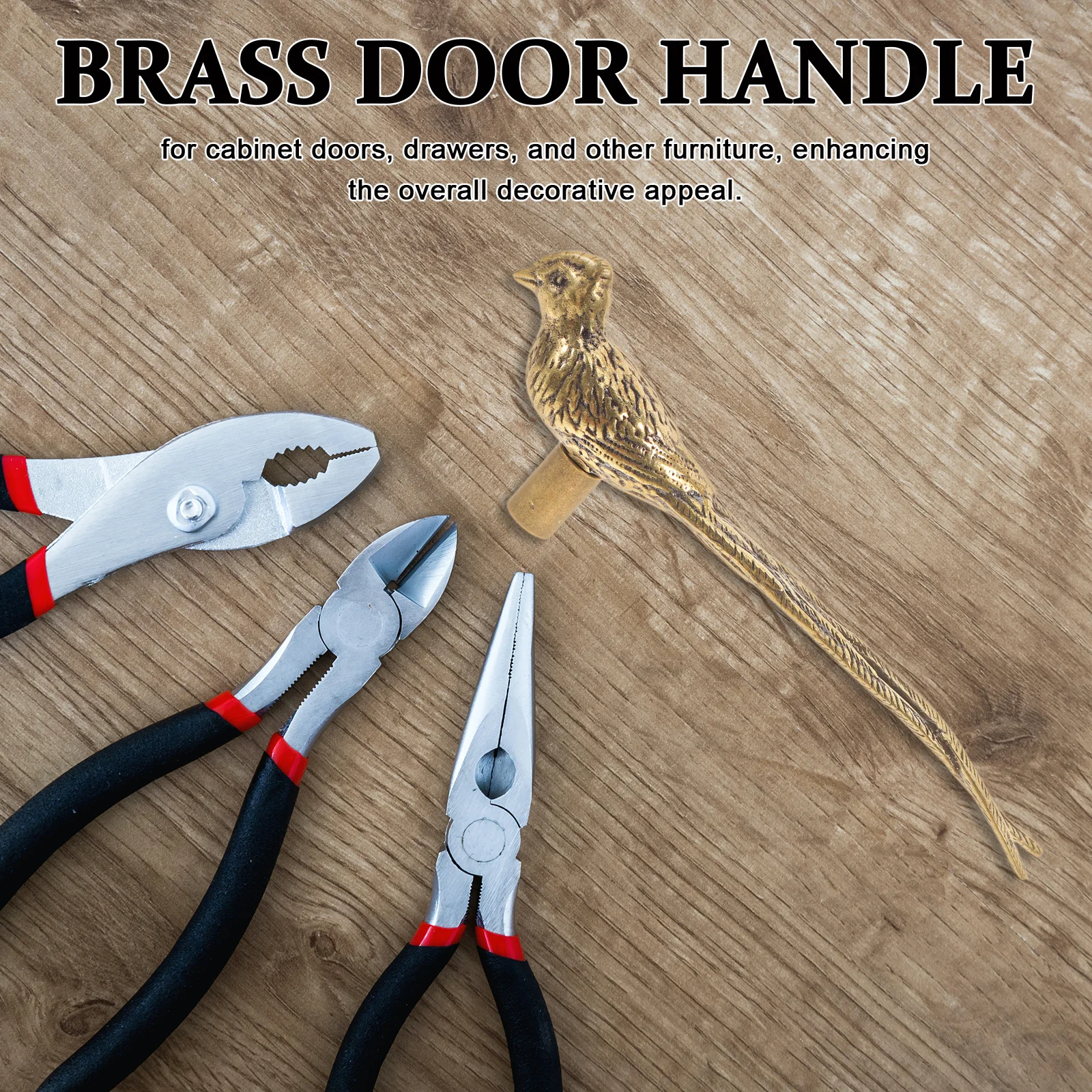 

Elegant Chinese Long Tailed Bird Brass Handle Cabinet Drawer Pulls Durable Reliable Furniture Hardware Exterior Door Handle