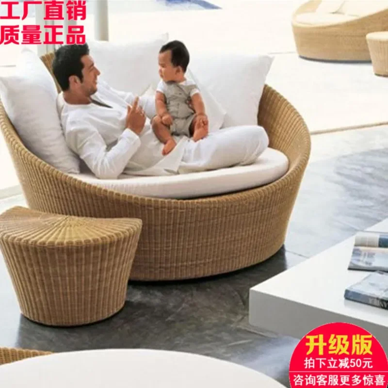 for Rattan Round Bed Casual Outdoor Furniture Sofa Bed Courtyard Big Bed Photo Studio Shooting Bed