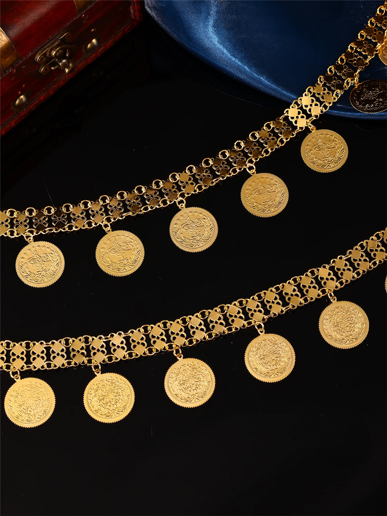 1 Fashionable Ladies' Body Chain & Shoulder Chain with Turkish Coin Pendant, Ladies' Festival Banquet Wear Jewelry image 3