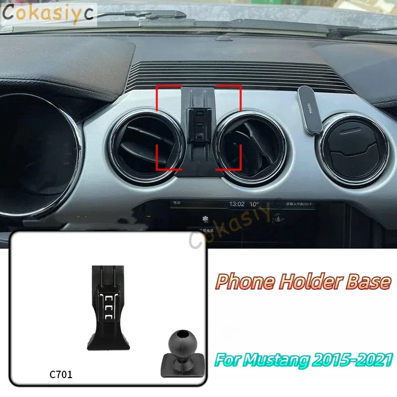 Car Phone Holder Base Special Mounts For Ford Mustang 2015-2021 Fixed Air Outlet Bracket Base Accessories With Ball Head 17mm