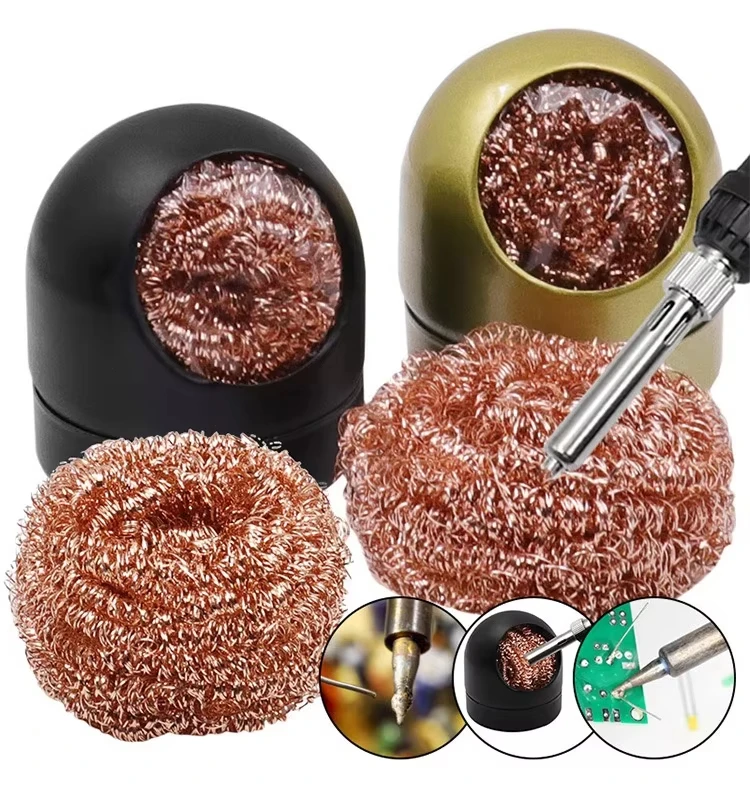 Cleaning Ball Desoldering Soldering Iron Mesh Filter Cleaning Nozzle Tip Copper Wire Cleaner Ball Metal Dross Box Clean Ball