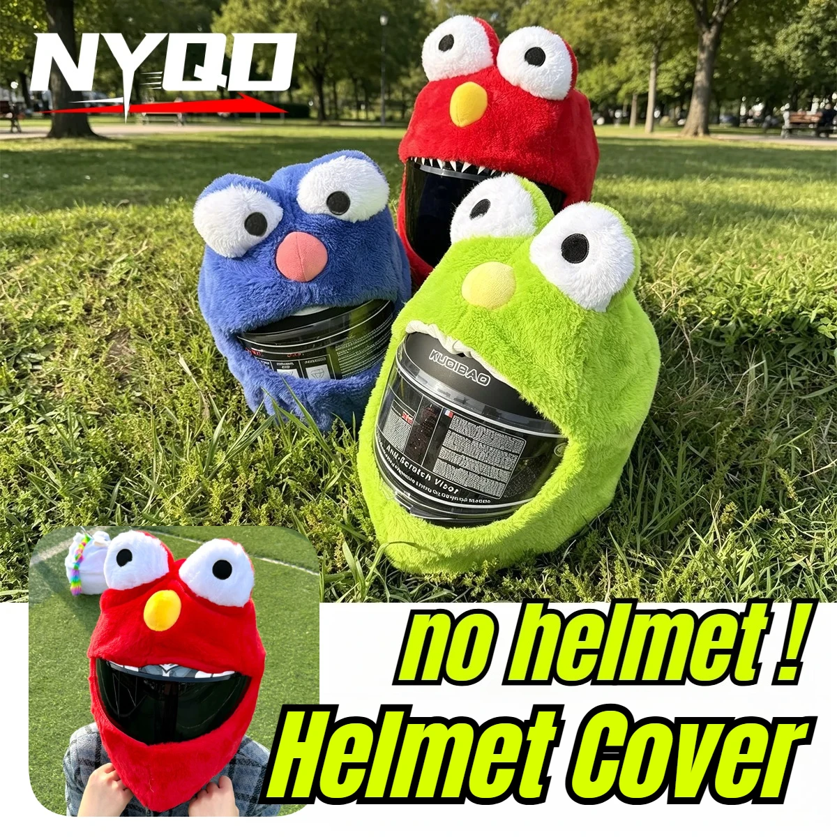 Funny Cartoon Plush Motorcycle Helmet Cover, Fluffy Decor Helmet Hood, Novelty Accessory for Full Face Motorcycle Helmet