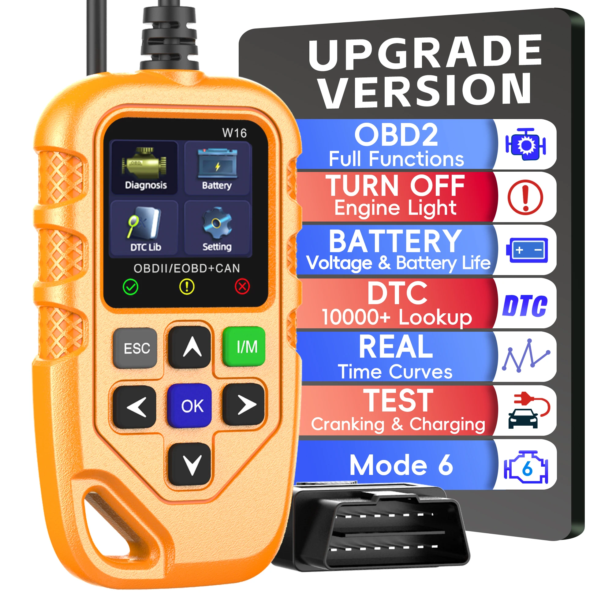 OBD2 Scanner Diagnostic Tool - Check Engine Light Code Reader with Reset, Battery Voltage Tester,for All OBD II Car & Truck