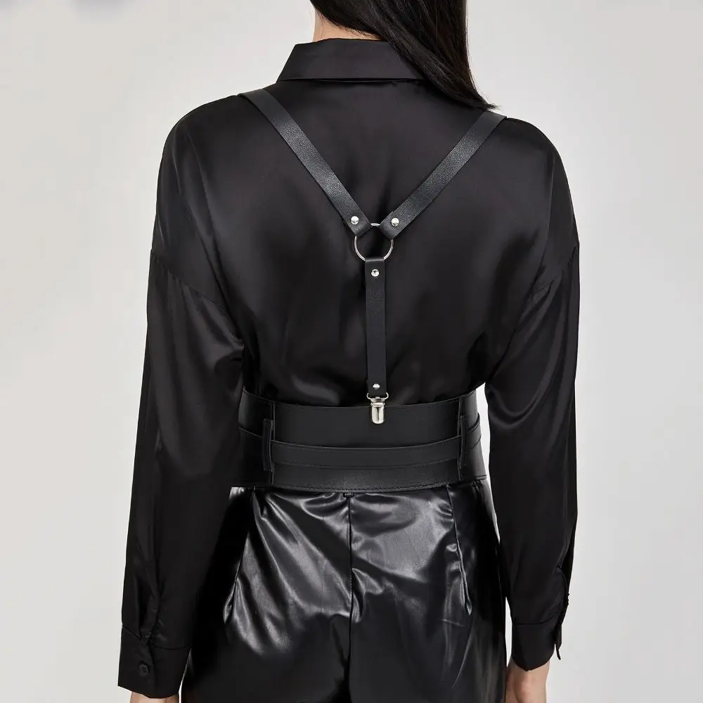 Corset Belt U Leather Harness Top Wide Waistband Street Style Punk Belt Chest Corset Leather Adjustable Gothic Suspender Female