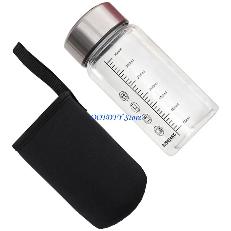 367A Clear Efficient Beverage Container 350ml With Visible Scale Marking Shatterproof Glass Commuters Home Use