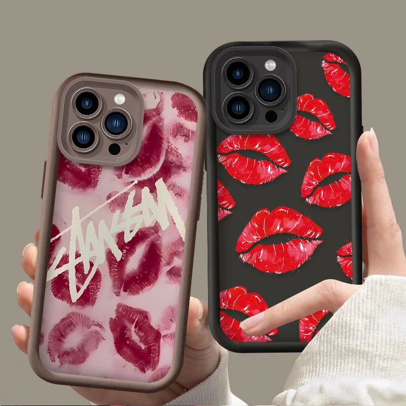 Sexy Girl Red Lips muslimah custodia per telefono per Xiaomi POCO X6 X5 X4 GT F3 F4 F5 M6 Pro X3 NFC Mi 13T 12T 11T 13 12 11 Lite 5G NE Cover opaca