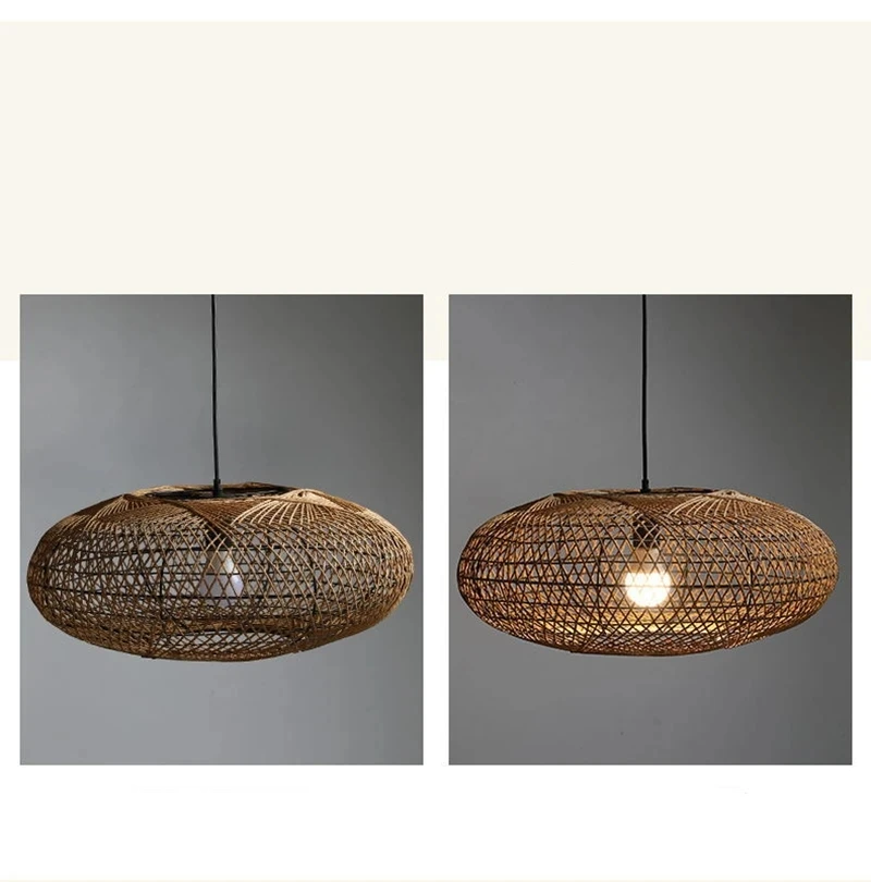 Handmade Rattan Pendant Lights Chinaese Restaurant Hotpot Shop Living Room Kitchen Chandelier Home Decor E27 Lighting