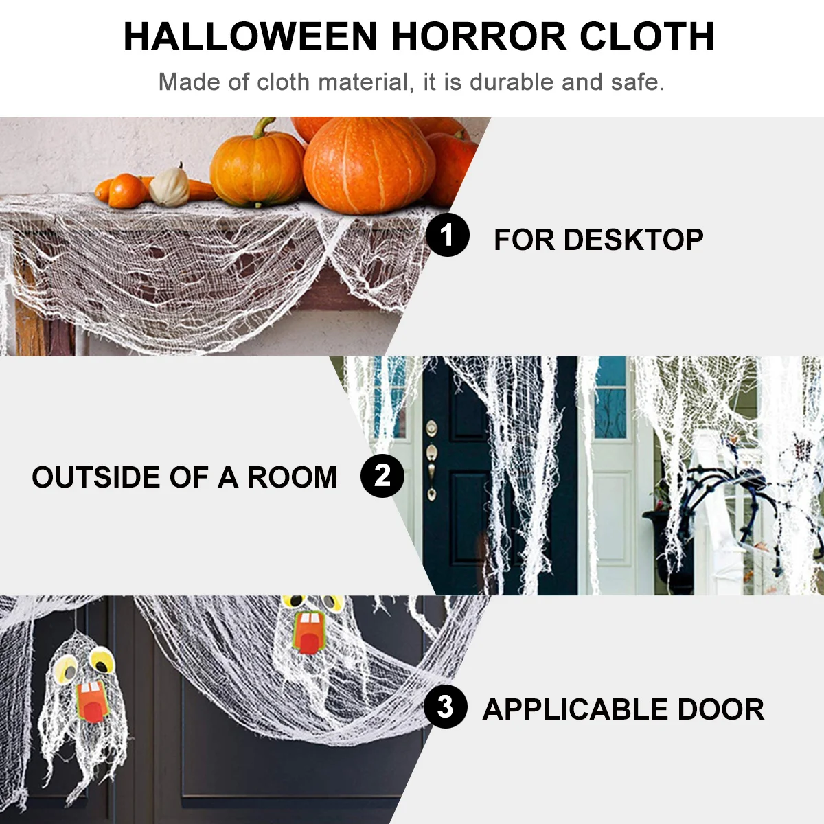 

Halloween Gauze Cloth Safe Thick Lifelike Haunted House Decorative Fabric Door Window Ceiling Pendant Party Supplies