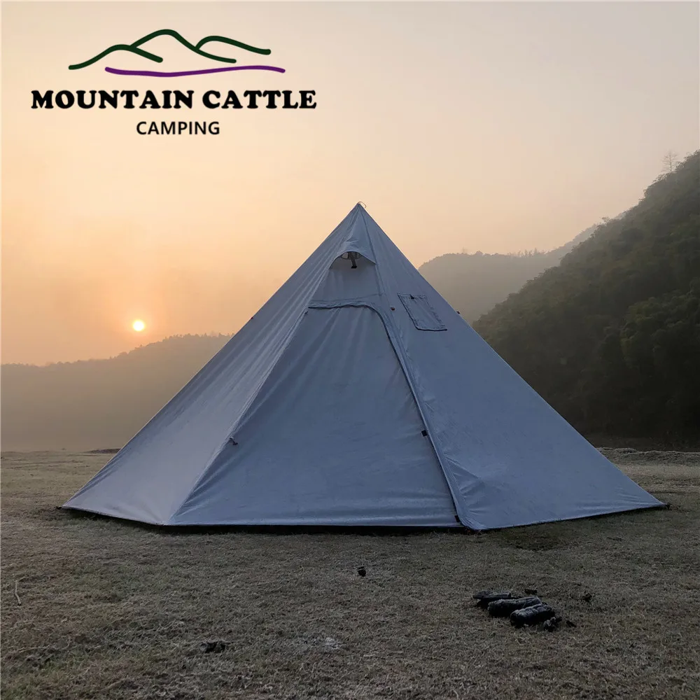 2-3 Person Winter Pyramid Tent Ultralight with Stove Jack Teepee Tent 400 Hight 2.2M Outdoor Camping Backpacking Hot Tent image 6