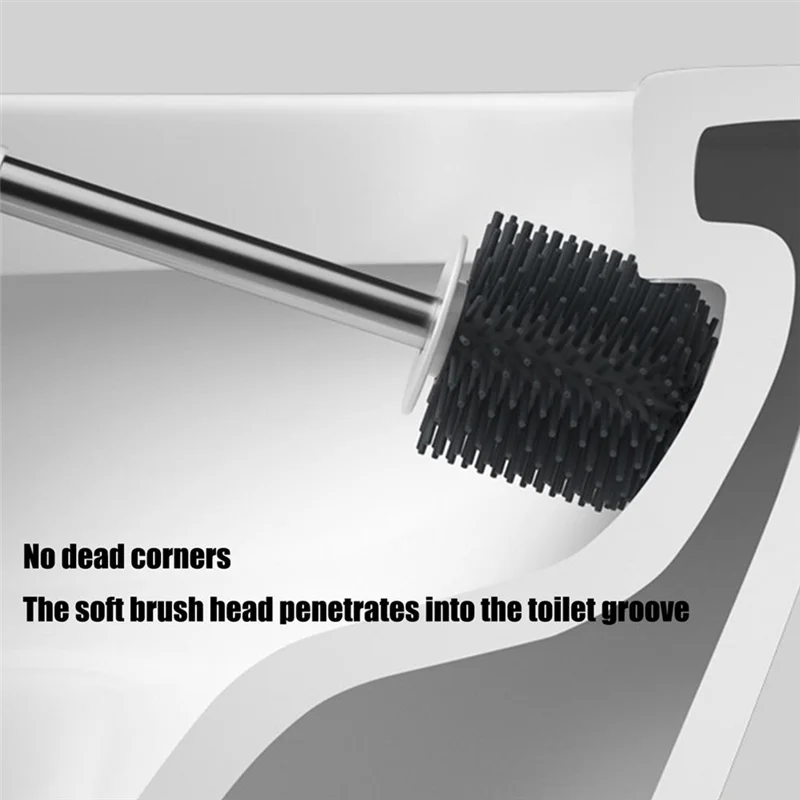ABGR-Toilet Brush And Holder Set Soft Bristle Toilet Scrubber Brush Toilet Bowl Scrubber Bathroom Cleaner Brush For Home
