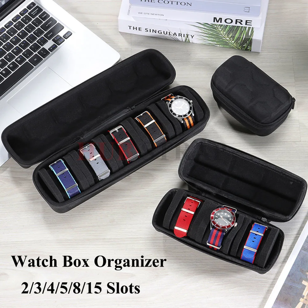 

Коробка для часов-органайзер, дорожный футляр для часов, портативный держатель для хранения часов, дисплей для наручных часов и умных часов, подарок для мужчин и женщин