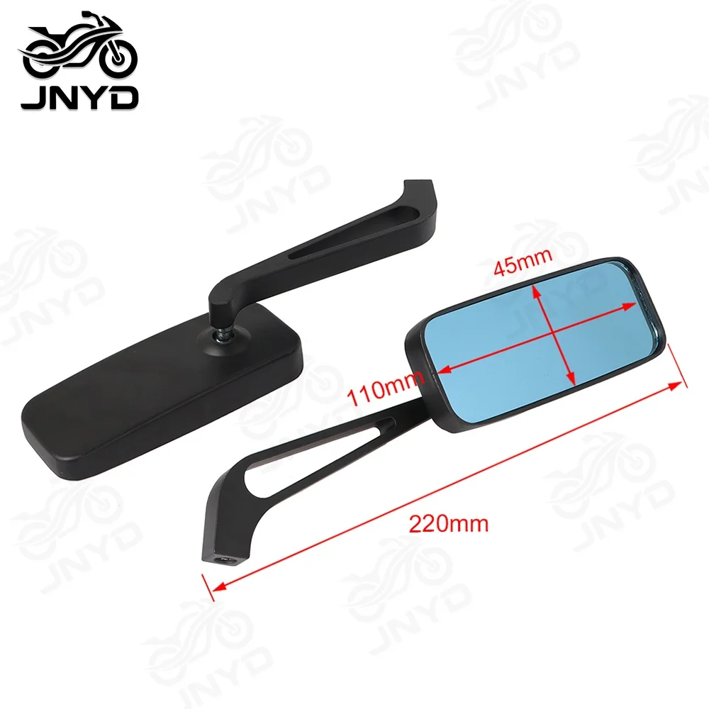 JNYD Universal 8mm 10mm Rectangular Motorcycle Rear View Side Mirrors for Harley Honda Yamaha Kawasaki Chopper Cruiser