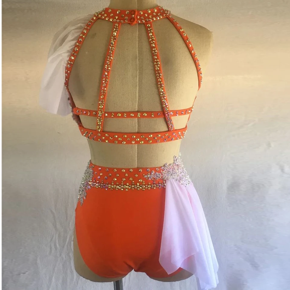 open lace back dress Orange Ballroom Dance Dress | Ombre Chiffon | Size 3/4-9/10 main image 1