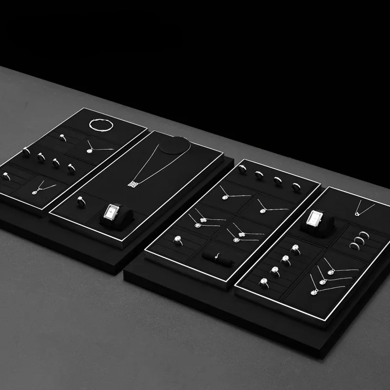 

Light luxury jewelry display props, high-end microfiber necklaces, rings, earrings, jewelry counter display tray
