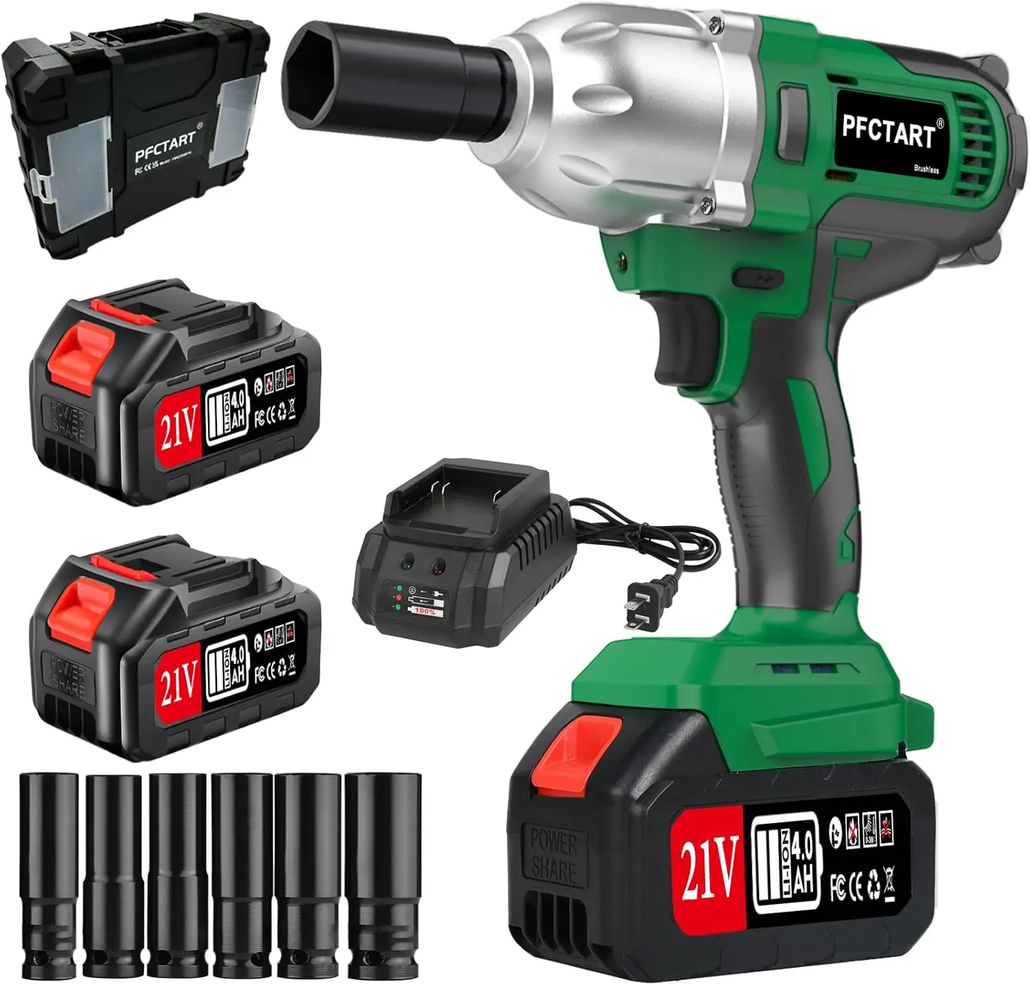 

Комплект бесщеточных ударных гайковертов 1/2 дюйма, 800 Нм, аккумуляторы 2x4,0 Ач, 6 головок, ящик для хранения инструментов для автомобиля, грузовика, автофургона