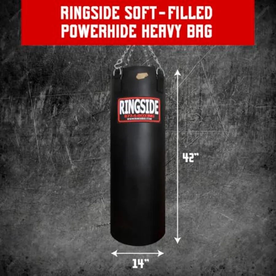Powerhide boxing punching heavy bag for home gym use soft-filled black 100-pound durable vinyl with reinforced stitching and he