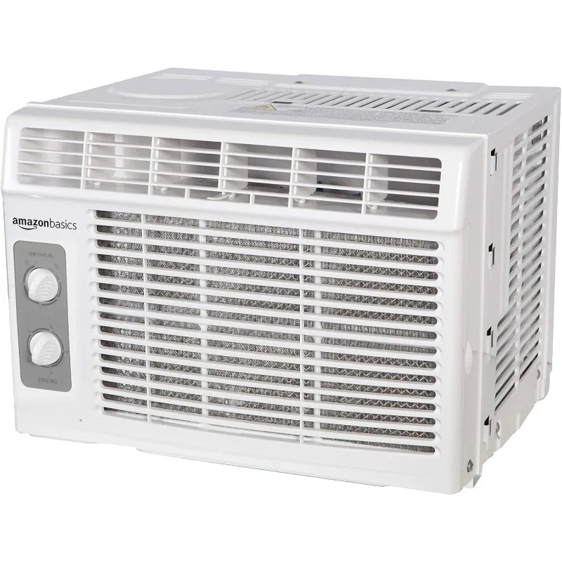 Basics Window Mounted Air Conditioner with Mechanical Control Cools 150 Square Feet, 5000 BTU, AC Unit, White