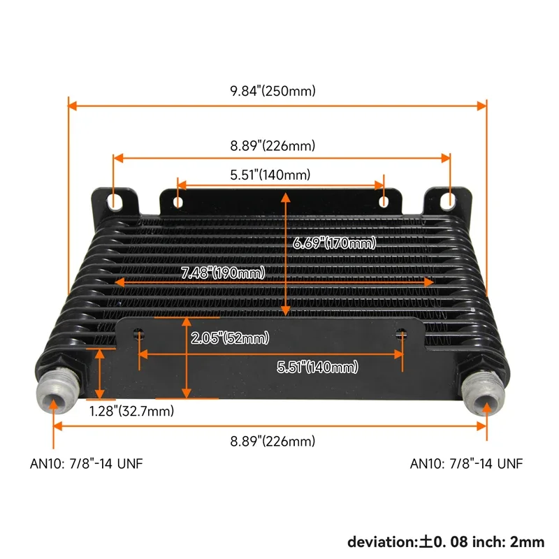 

10 /13 / 15 Row Transmission Oil Cooler Aluminum Engine Universal 32MM AN10 226MM Racing Cooler For bmw e36 audi q7