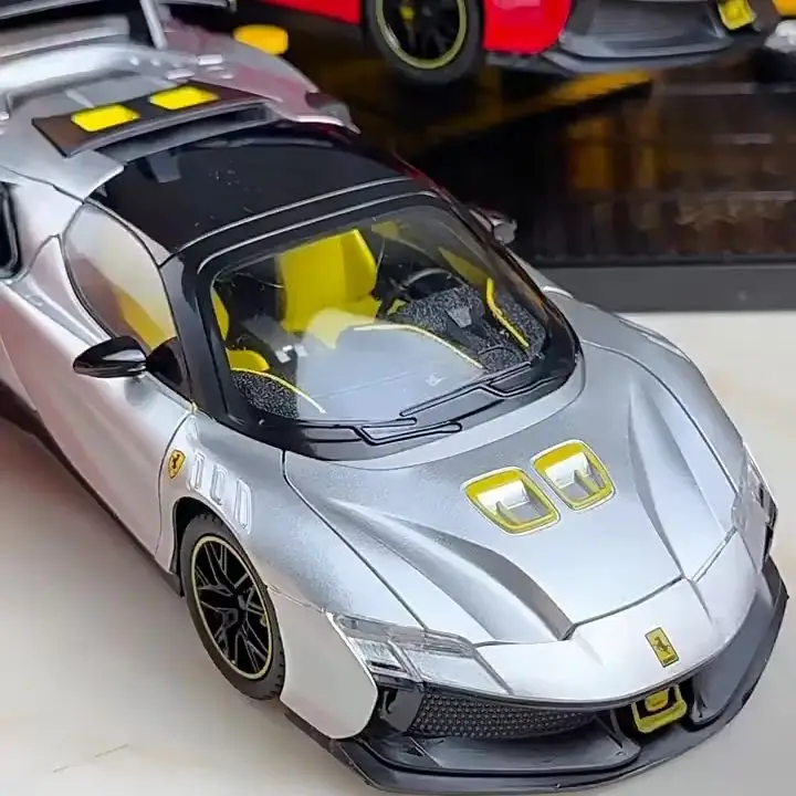 1:24 SF90XX SF90 Legierung Sportwagen Modell Druckguss Metall Racing Fahrzeuge Auto Modell Sound Licht Simulation Sammlung Kinder Spielzeug Geschenk