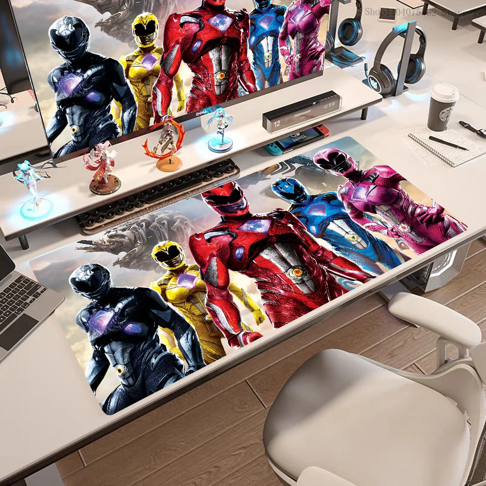 Cartoon P-Power R-Rangers Mousepad Large Keyboard Desk Mat Gaming Mouse Pad LockEdge Non-slip Mat